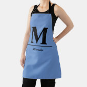 青モダンモノグラム名パーソナライズされた エプロン (インサイチュ)