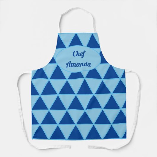 青モダン三角形グラフィックパターンシェフ エプロン (正面)