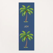 青モダン上の植物性ヤシの木パーソナライズされた ヨガマット (正面)