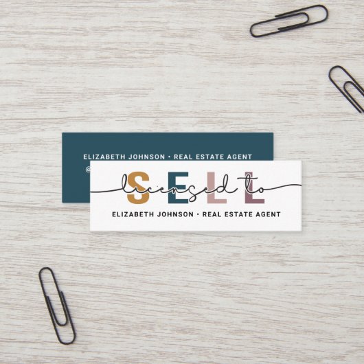 青モダン不動産仲介業者名刺の販売ライセンス スキニー名刺 (正面/裏面インサイチュ)