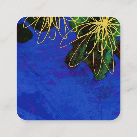 青モダン両面の花のアーカスタムト スクエア名刺 (裏面)