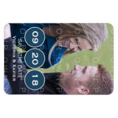 青モダン丸の写真Date Magnetを保存 マグネット (横)