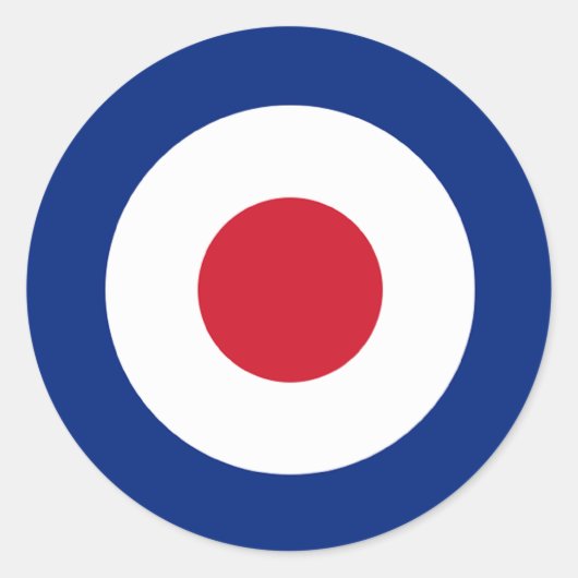 青モダン丸赤と白ステッカー ラウンドシール (正面)