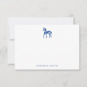 青モダン乗馬名パーソナライズされた称 ノートカード (正面)