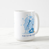 青モダン人工知能イラストレーション コーヒーマグカップ (正面右)