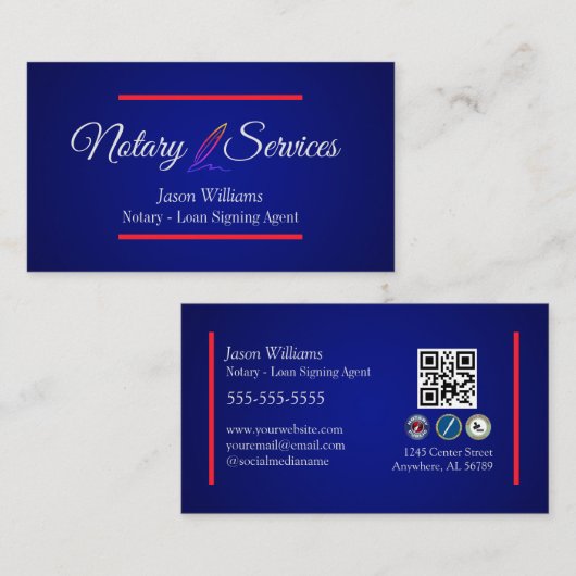 青モダン公証人サービス 名刺 (正面/裏面)