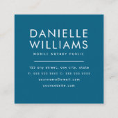 青モダン公証人パブリックQRコードおもしろい スクエア名刺 (裏面)