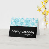 青モダン円ハッピーバースデーグリーティングカード カード (黄色い花)