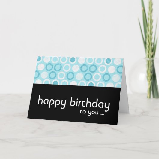 青モダン円ハッピーバースデーグリーティングカード カード (正面)