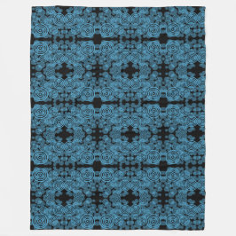 青モダン円パターン フリースブランケット