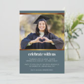 青モダン写真卒業 招待状 (スタンド正面)