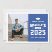 青モダン写真卒業 案内状 (正面)