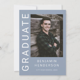 青モダン写真卒業 案内状