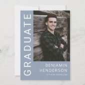 青モダン写真卒業 案内状 (正面)