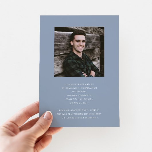 青モダン写真卒業 案内状