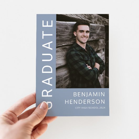 青モダン写真卒業 案内状