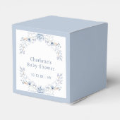 青モダン冬フローラ赤ちゃんシャワー フェイバーボックス (裏面サイド)