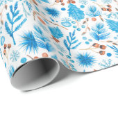 青モダン凍っていのクリスマス ラッピングペーパー (ロールコーナー)