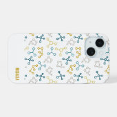 青モダン分子化学 iPhone 15ケース (裏面横)