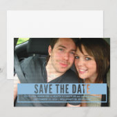 青モダン切り取り日付保存招待状 招待状 (正面/裏面)