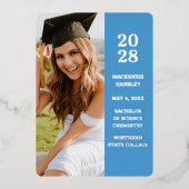 青モダン卒業発表 箔招待状 (正面)