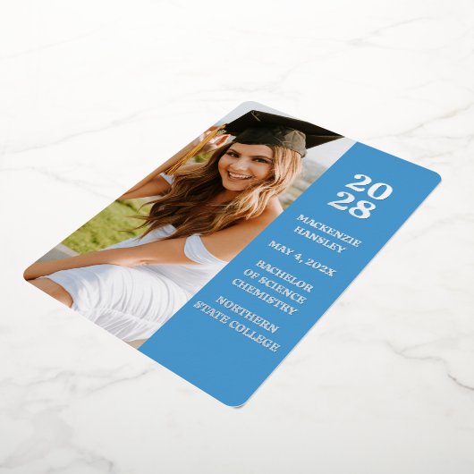 青モダン卒業発表 箔招待状 (回転した状態)