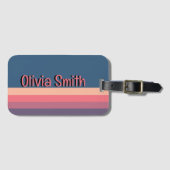 青モダン名ストライプの荷物タグ ラゲッジタグ (正面横)