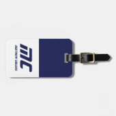 青モダン名モノグラムのSimplisticはっきりした ラゲッジタグ (正面横)