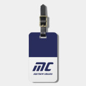 青モダン名モノグラムのSimplisticはっきりした ラゲッジタグ (正面縦)