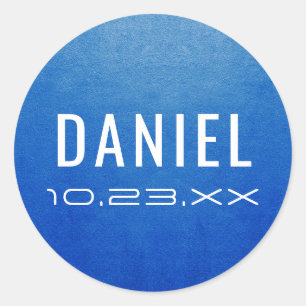 青モダン名日付（ユダヤ教の）バル・ミツバー誕生日お願い ラウンドシール