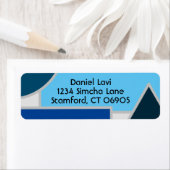 青モダン図形差出人住所ラベル ラベル (インサイチュ)