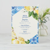 青モダン地中海のブライダルシャワー 招待状 (スタンド正面)