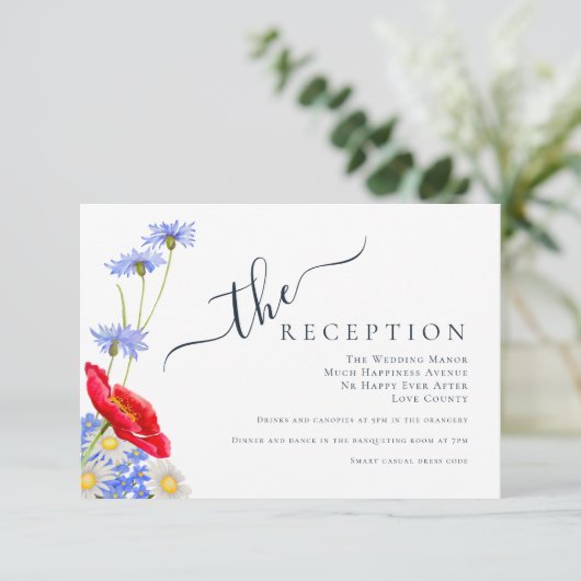 青モダン夏エレガントフローラ結婚ズ エンクロージャーカード (スタンド正面)