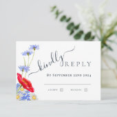 青モダン夏エレガントフローラ結婚ズ 出欠カード (スタンド正面)