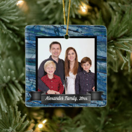 青モダン大理石のカスタム写真 セラミックオーナメント