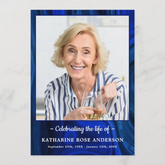 青モダン大理石サービスの葬儀の写真順序 プログラム (正面)