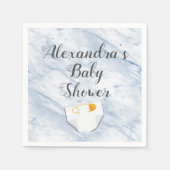 青モダン大理石ベビーシャワーオムツパーソナライズされた スタンダードカクテルナプキン (正面)