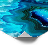 青モダン大理石瑪瑙 ポスター (角)