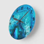 青モダン大理石瑪瑙 ラウンド壁時計 (傾斜)
