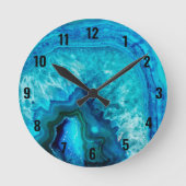 青モダン大理石瑪瑙 ラウンド壁時計 (正面)