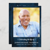 青モダン大理石Photo Order Of Service葬儀 プログラム (正面/裏面)