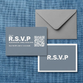 青モダン大RSVP QRコード結婚 エンクロージャーカード