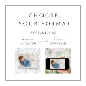 青モダン宗教十字少年バプテスマ写真 招待状