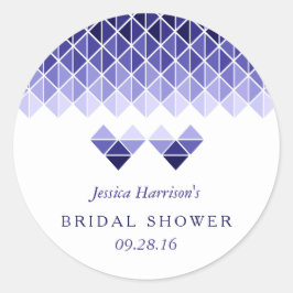 青モダン幾何ラブハートブライダルシャワー ラウンドシール