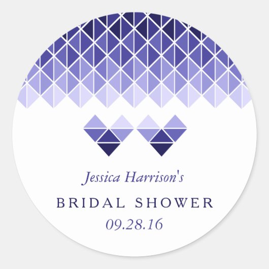 青モダン幾何ラブハートブライダルシャワー ラウンドシール (正面)