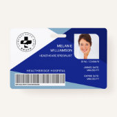 青モダン幾何学的デザイン医療写真ID/ロゴ バッジ (正面)
