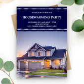 青モダン引っ越し祝いパーティーパーティー写真 招待状