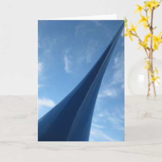 青モダン彫刻 カード (黄色い花)