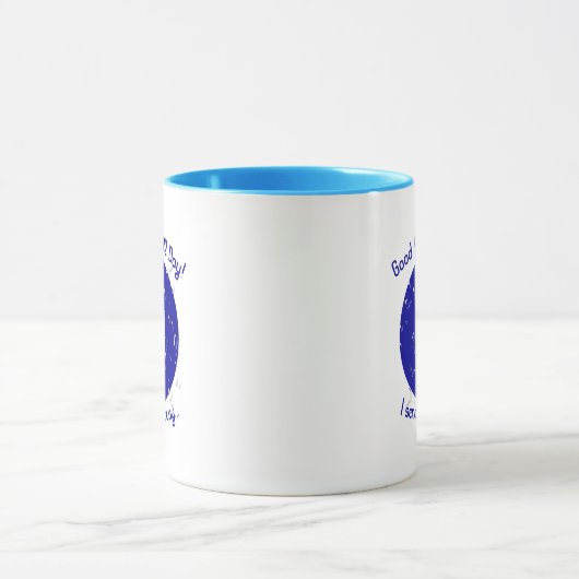 青モダン感動的悪の目の水がアートをドロップ マグカップ (中央)