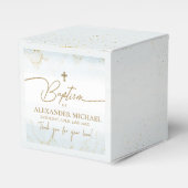 青モダン感謝ボーイクロスバプテスマ金ゴールド フェイバーボックス (正面サイド)